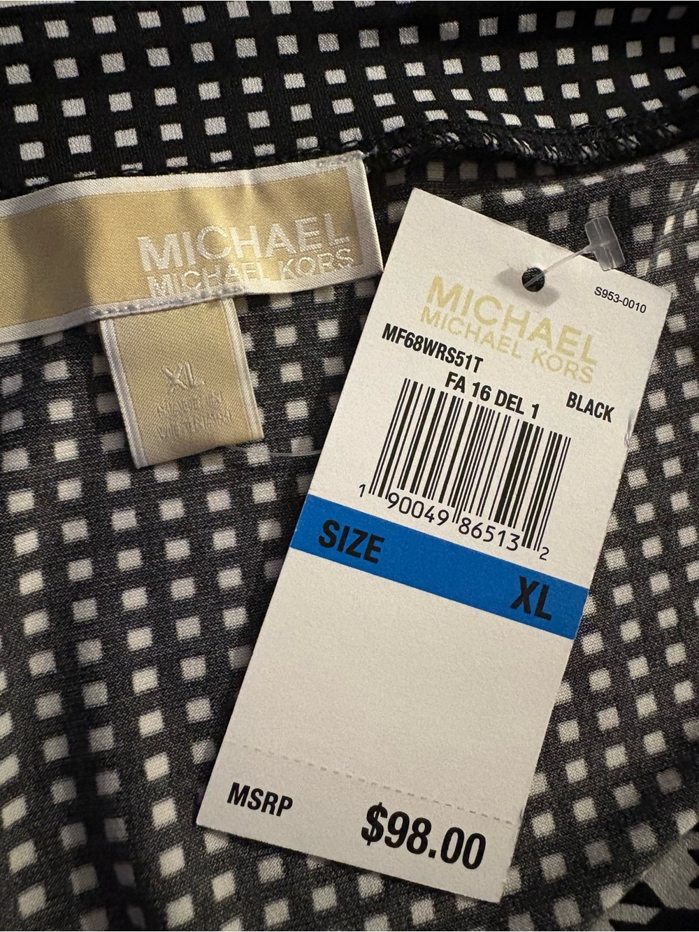 Michael Kors Geometric Micro Check Dress XL NWT Black White Mod Houndstooth - Picture 7 of 8